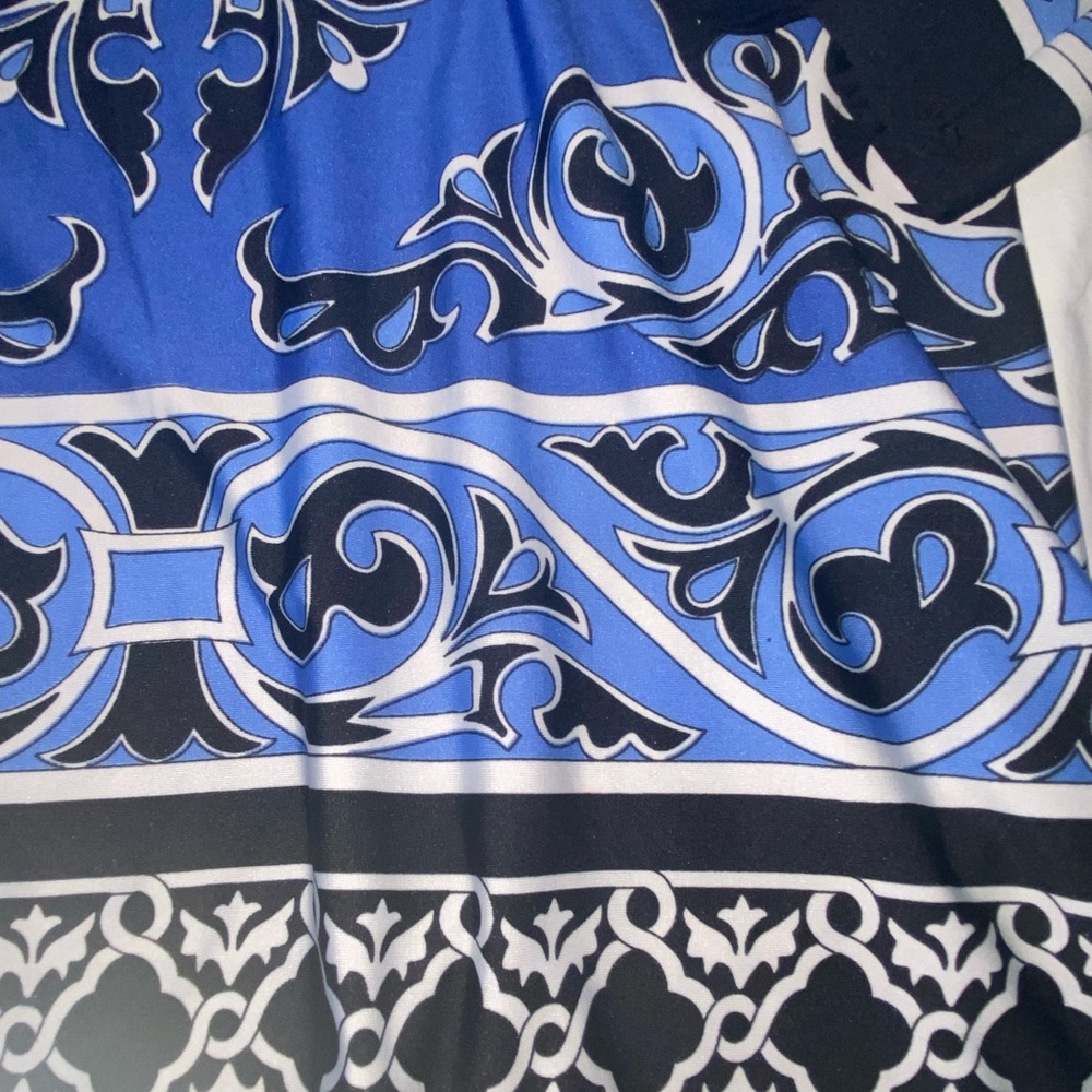 Sunny Leigh Blue and White Graphic Long Sleeve Tunic - Picture 3 of 7